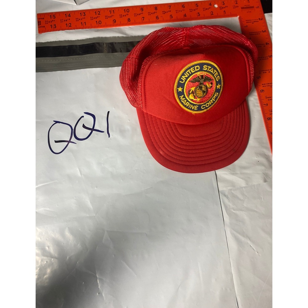 Vintage United States Marine Corps USMC Red Mesh Trucker Snapback Hat Cap